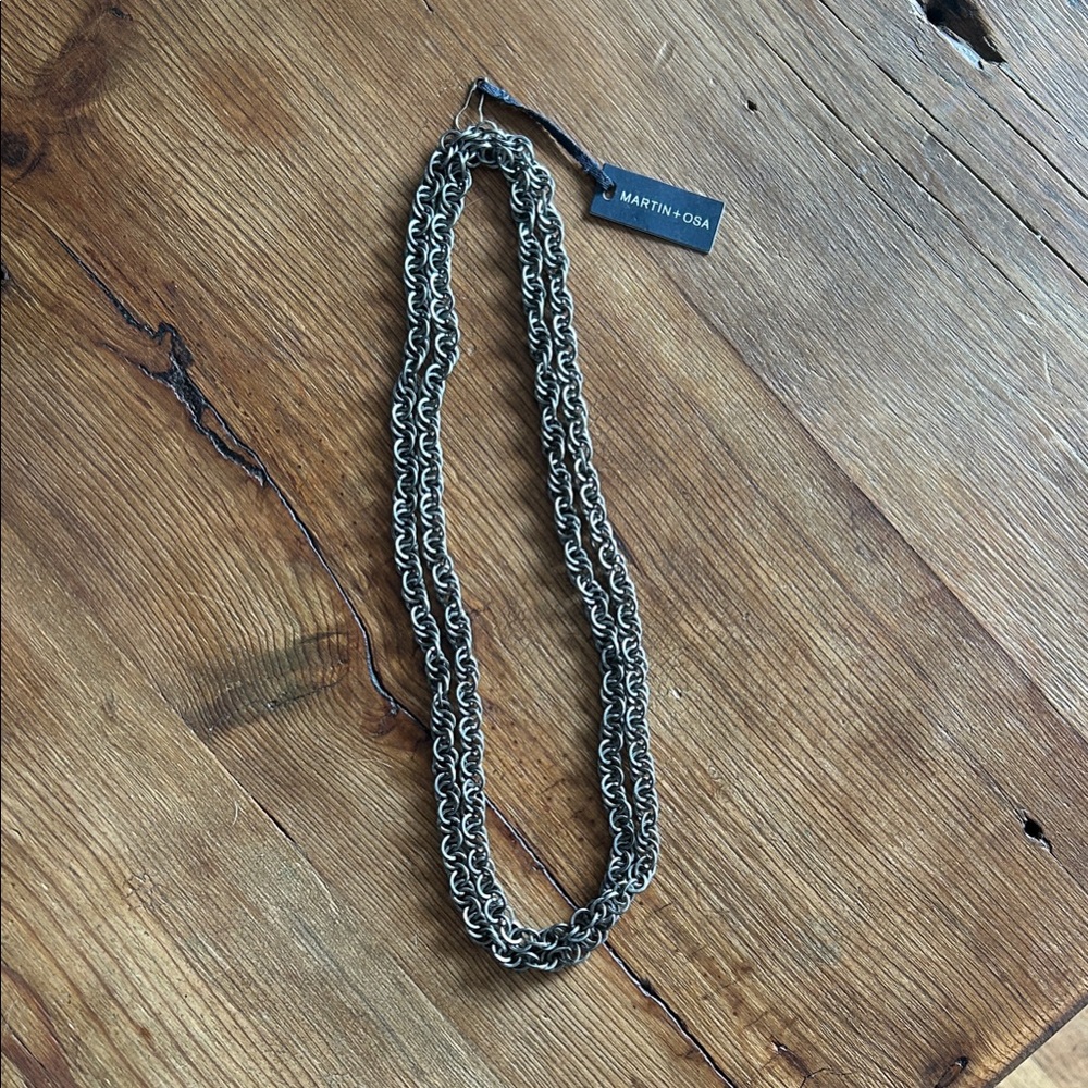 Martin + Osa Dual-Tone Silver and Black Necklace